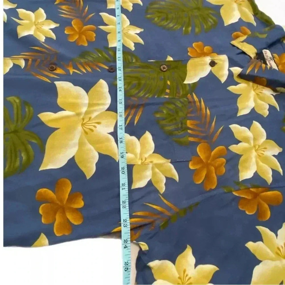 S&D Bahamas Hawaiian Shirt Mens 2XL Blue Yellow Floral Button Up Short Sleeves - Picture 6 of 7